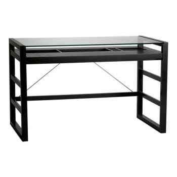 Echtholz Schreibtisch mit Glaseinsatz