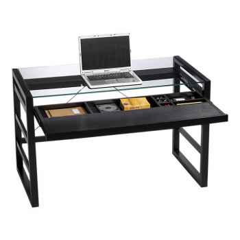 Echtholz Schreibtisch mit Glaseinsatz