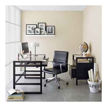 Echtholz Schreibtisch mit Glaseinsatz