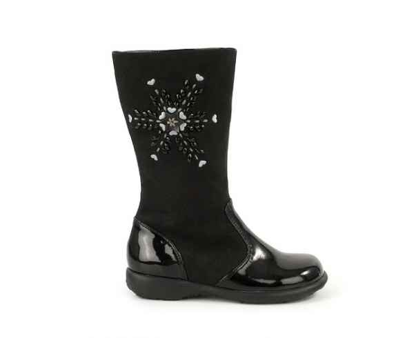 Mittelhohe schwarze Lederstiefel