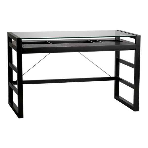 Echtholz Schreibtisch mit Glaseinsatz