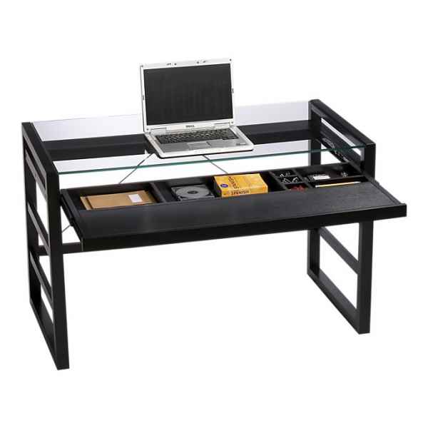 Echtholz Schreibtisch mit Glaseinsatz