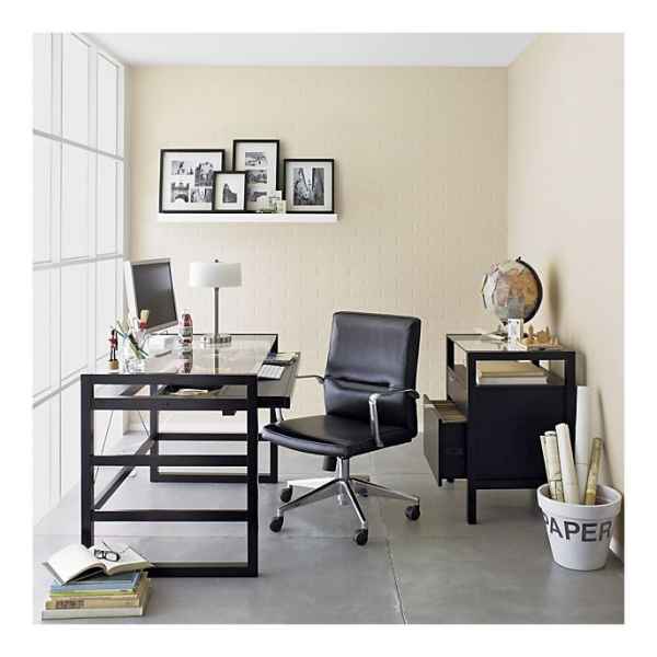 Echtholz Schreibtisch mit Glaseinsatz