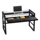 Preview: Echtholz Schreibtisch mit Glaseinsatz