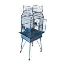 Vögelkäfig mit Unterstand blau, weiß, schwarz