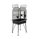 Preview: Vögelkäfig mit Unterstand blau, weiß, schwarz